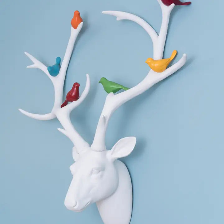 Deer Head with Coloured Birds - 60cm
