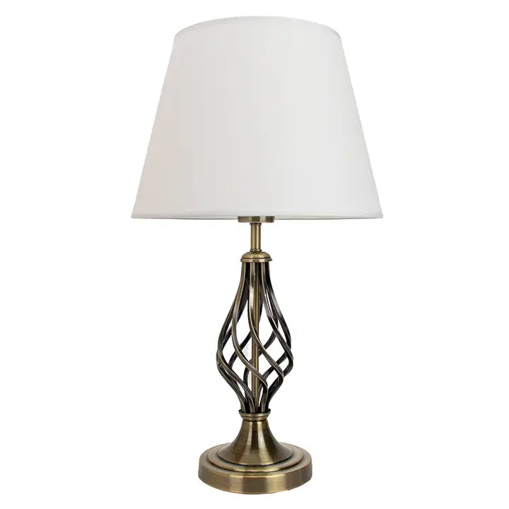 Table Lamp with Barley Twist Base and Linen Shade - 52cm - Brass