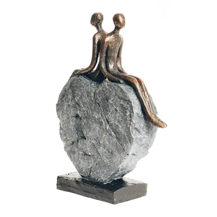 Couple On Heart Sculpture - 29cm
