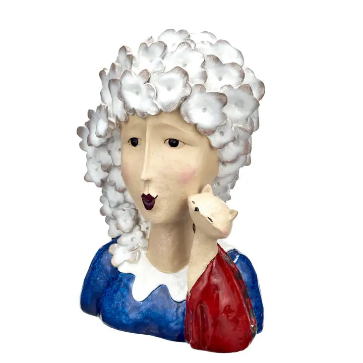 Claudette - White Haired Lady with Cat - 32.7cm