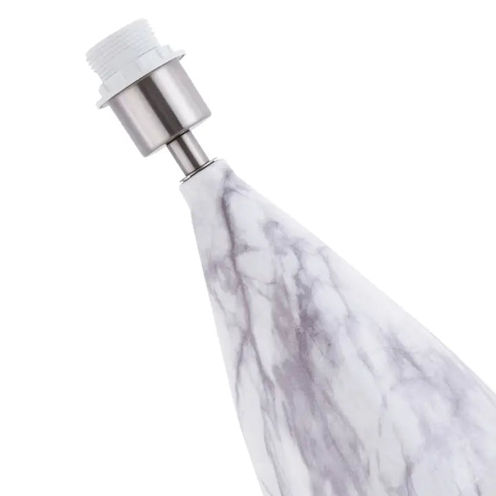 Marble Effect Ceramic Table Lamp Base with White Gloss Glazing and Chrome Trim - 37cm
