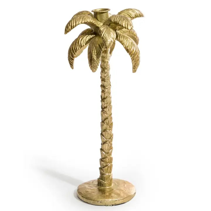 Antique Gold Palm Tree Candle Holder