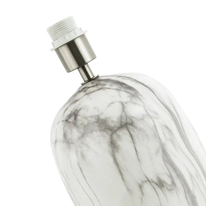 Marble Effect Ceramic Table Light Base with Gloss Glazing and Satin Nickel Trim - 38cm