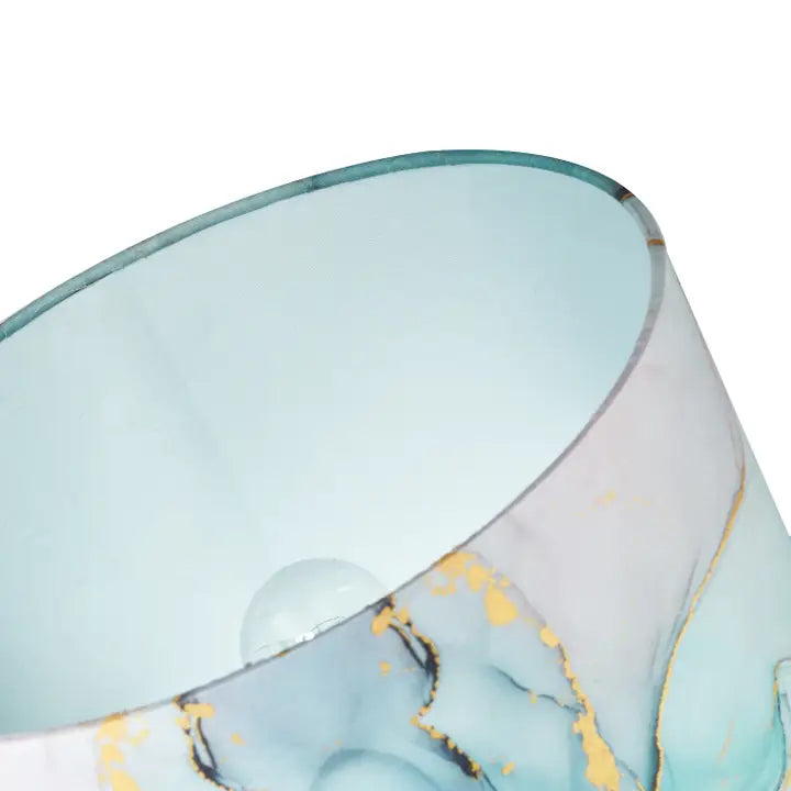 Drum Lamp Shade in Marble Effect Cotton Fabric Duck Egg - 12"