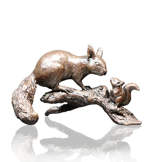 Limited Edition Red Squirrel and Baby Bronze - 9.4cm
