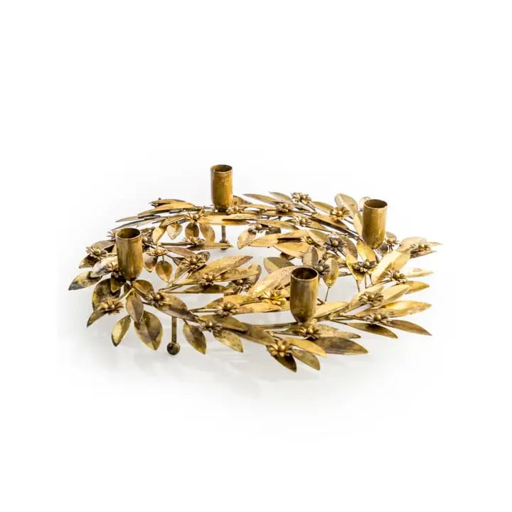 Antique Gold Wreath Candle Holder