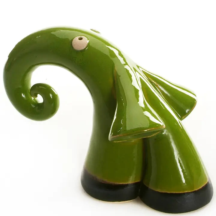 Elephant Ceramic Figurine in Olive-- 16cm
