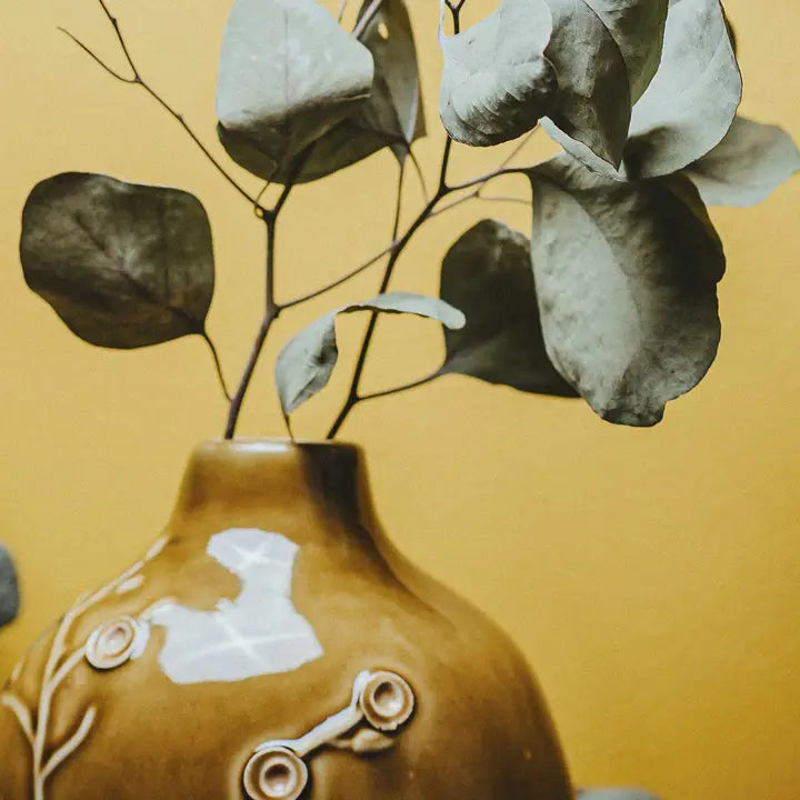 Mustard Floral Vase - 26cm