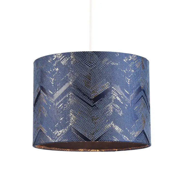 Contemporary Midnight Blue Drum Lamp Shade with Gold and Silver Metallic - 10"