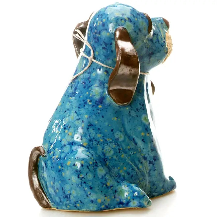 Puppy Dog Ceramic Figurine in Blue - 16cm