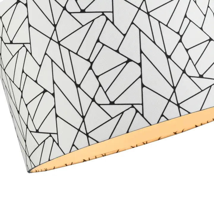 Off-White and Black Geometric Drum Lamp Shade with Inner- 12"