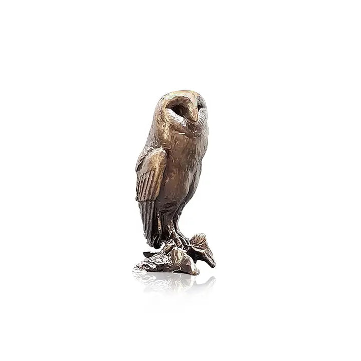 Butler & Peach Miniature Bronze Barn Owl - 3.3cm