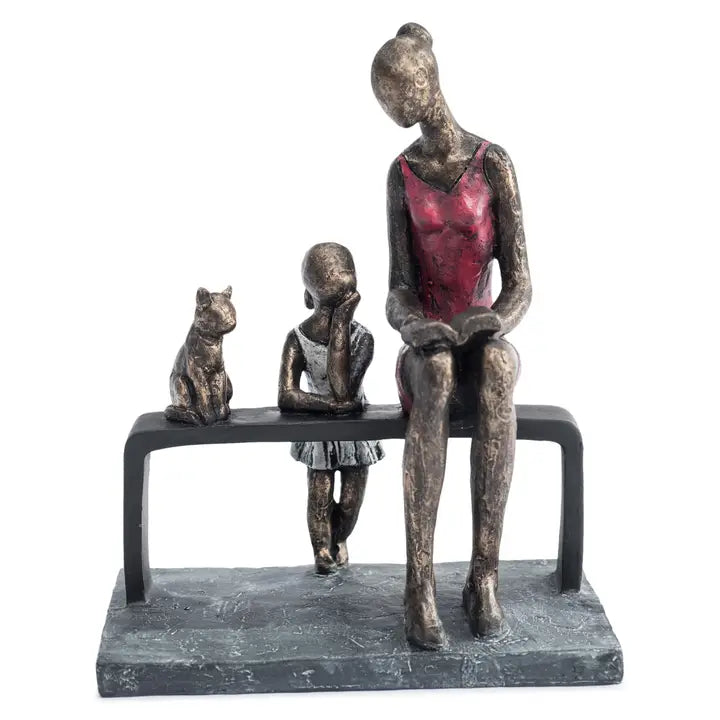 Mother & Daughter with Cat - 23cm