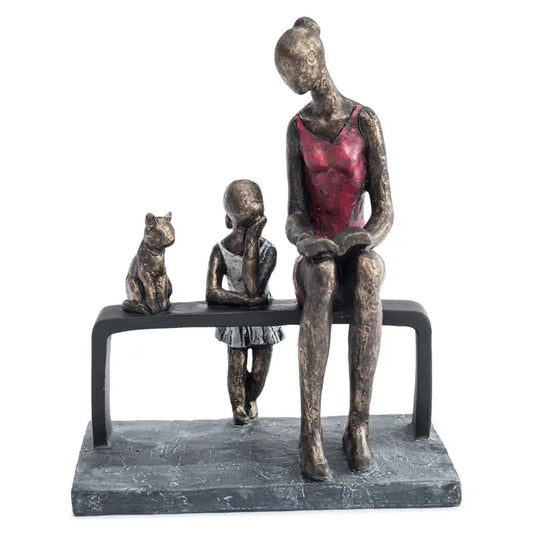 Mother & Daughter with Cat - 23cm