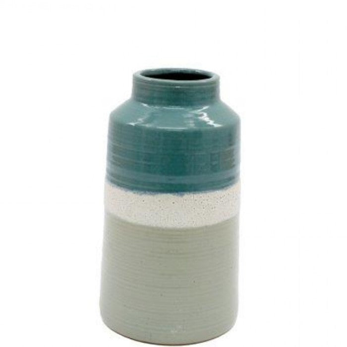 Green Crackled Ceramic 3-Tone Vase - 18cm