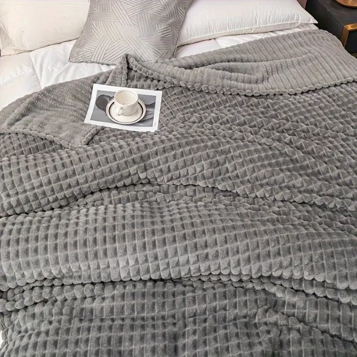 Jacquard Fleece Blanket - Grey