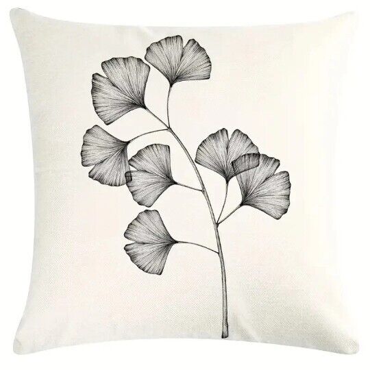 Leaf Stem Cushion Cover 18" Linen