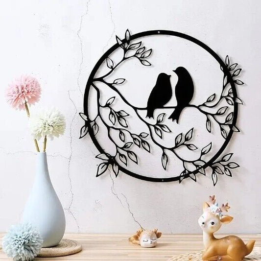 Metal Minimalist 2 Birds on A Branch Wall Hanging 28cm