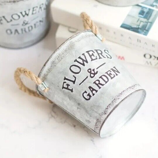 Country Style Metal Bucket Planter Vase