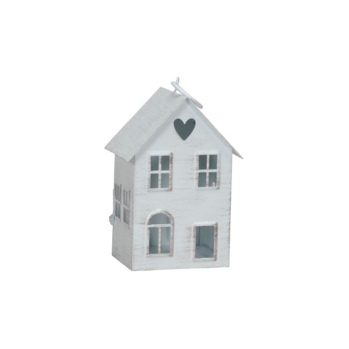 Metal White House Lantern Candle Holder 14cm
