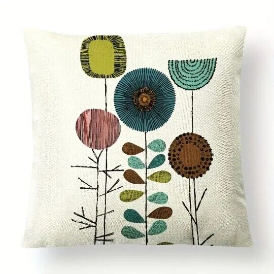 Retro Flowers Cushion Cover 18"