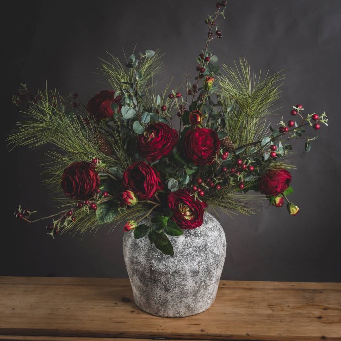 Rustic Distressed Stone Ceramic Vase - 30cm
