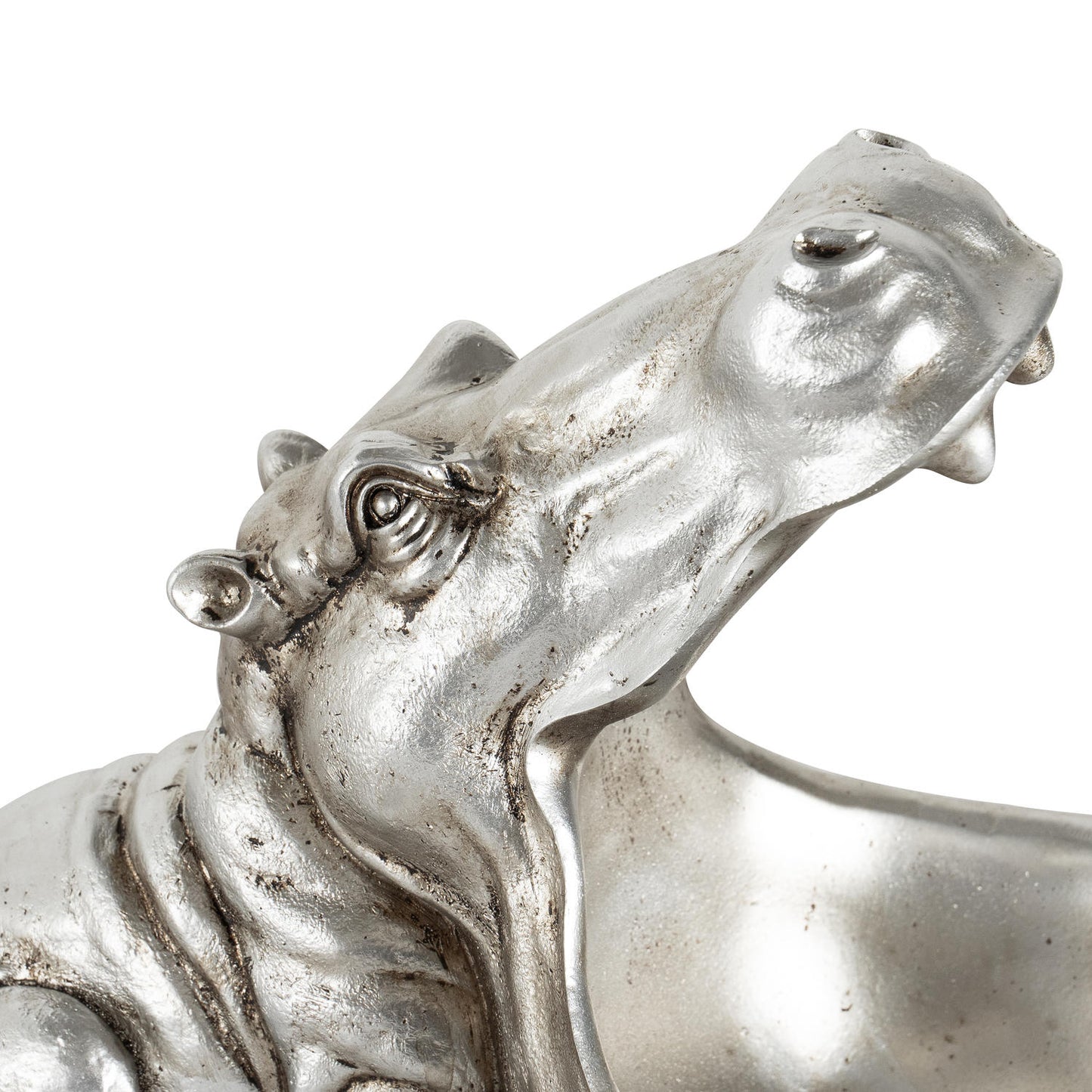 Large Silver Hippo Trinket Display Dish 29cm