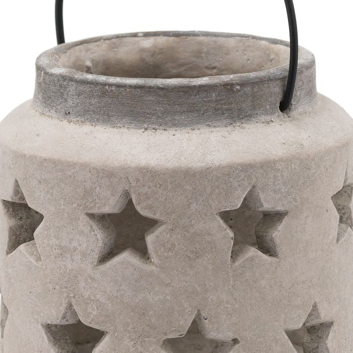 White Stone Star Lantern W/ Handle - 19cm