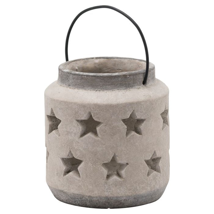 White Stone Star Lantern W/ Handle - 19cm