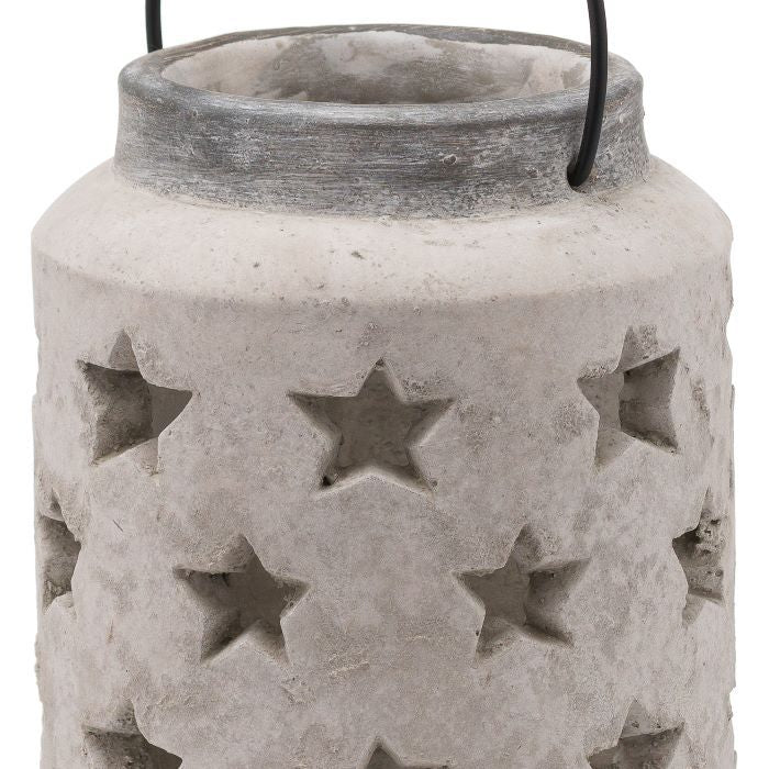 White Stone Star Lantern W/ Handle - 23cm
