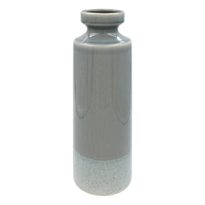 Tall Ceramic Grey/Blue Speckled Vase - 31.5cm