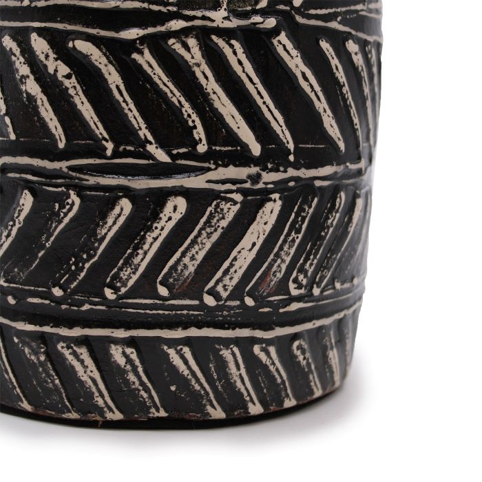 Black and White Terracotta Taper Vase 31cm