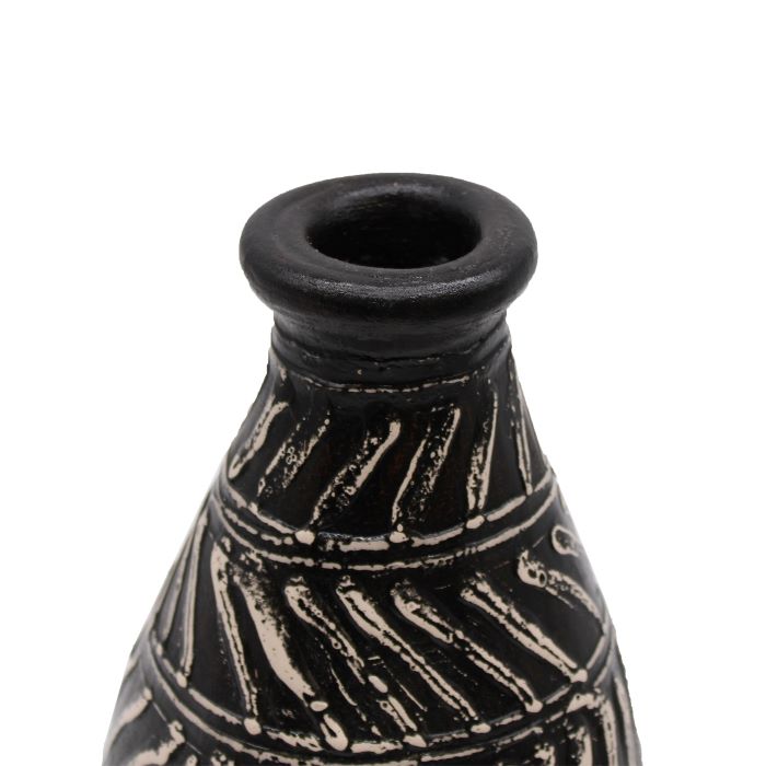 Black and White Terracotta Taper Vase 31cm