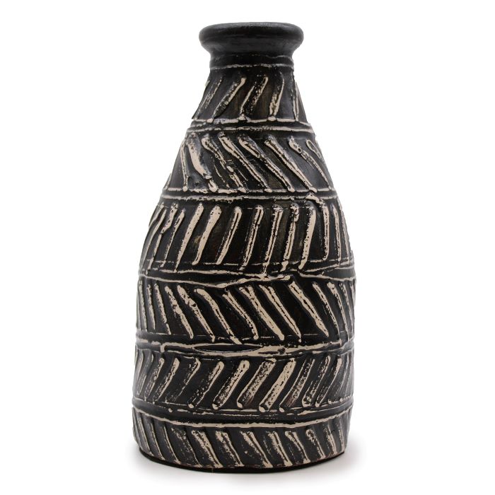 Black and White Terracotta Taper Vase 31cm
