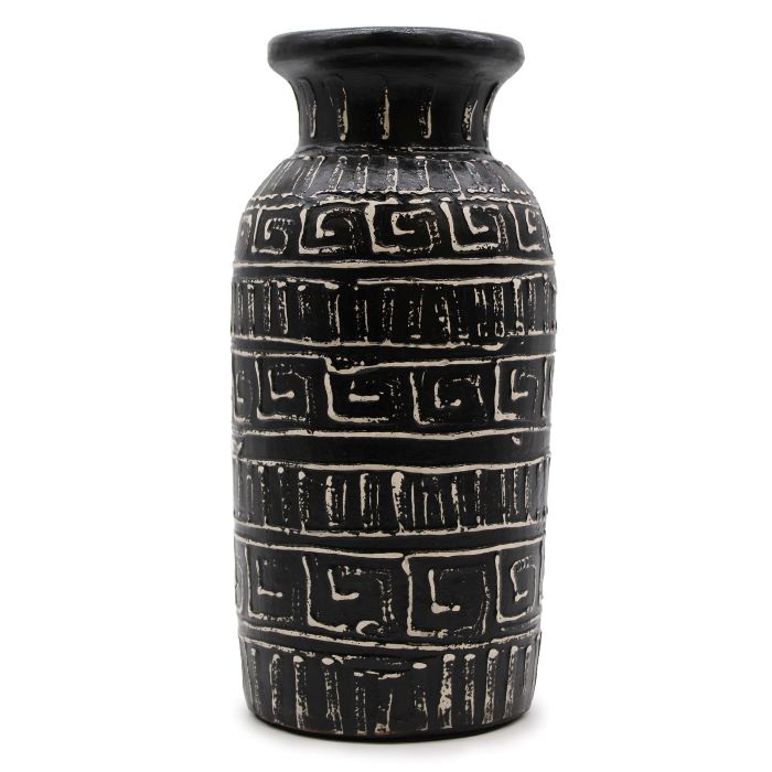 Black and White Terracotta Straight Vase 32cm
