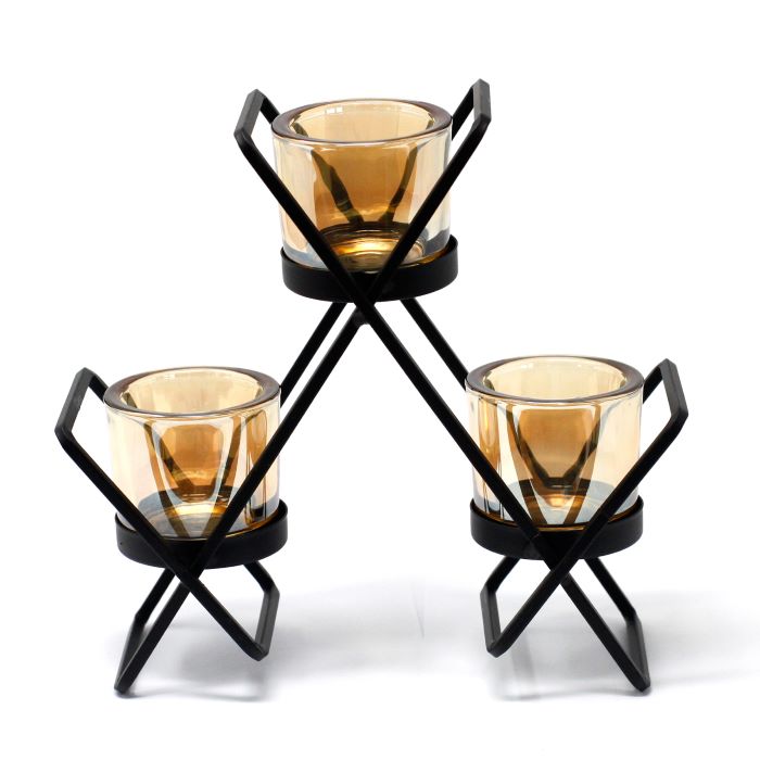 Triangle Iron Tealight Holder 22cm