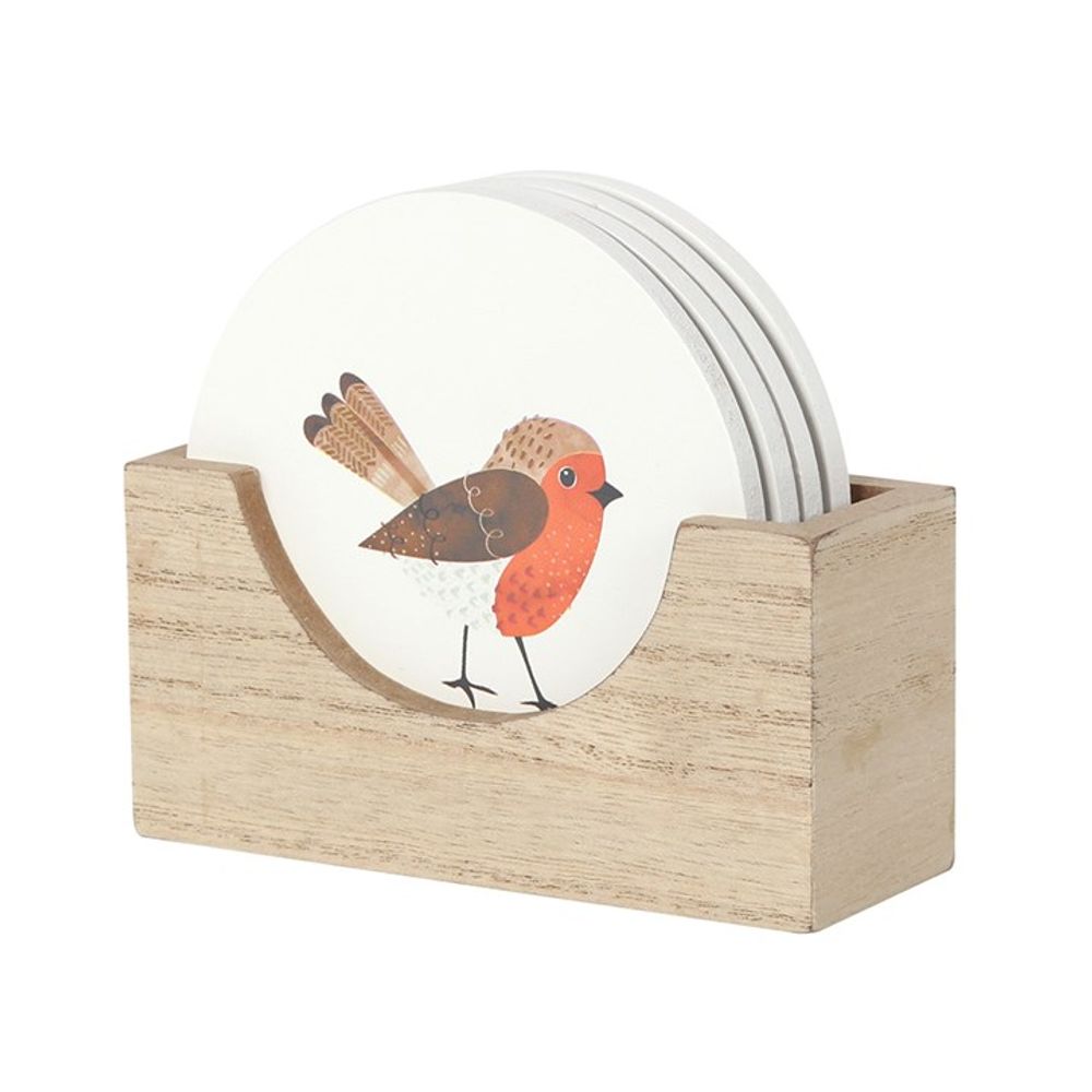 Winter Robin Coaster Set - Set Of 4