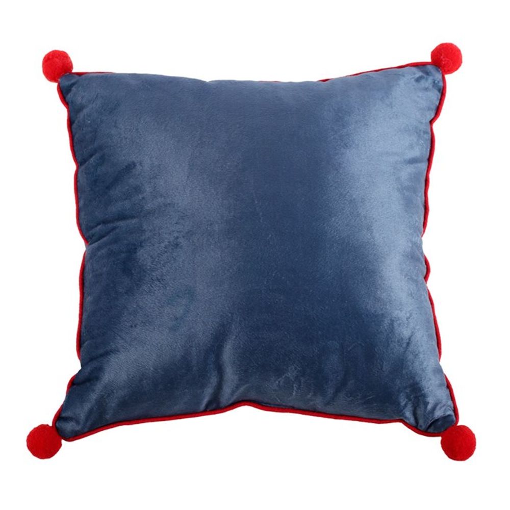 Square Gnome Forest Print Cushion with Pom Poms 35cm