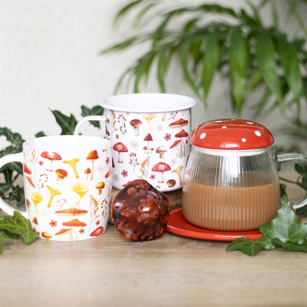 Mushroom Print Enamel Mug - 500ml