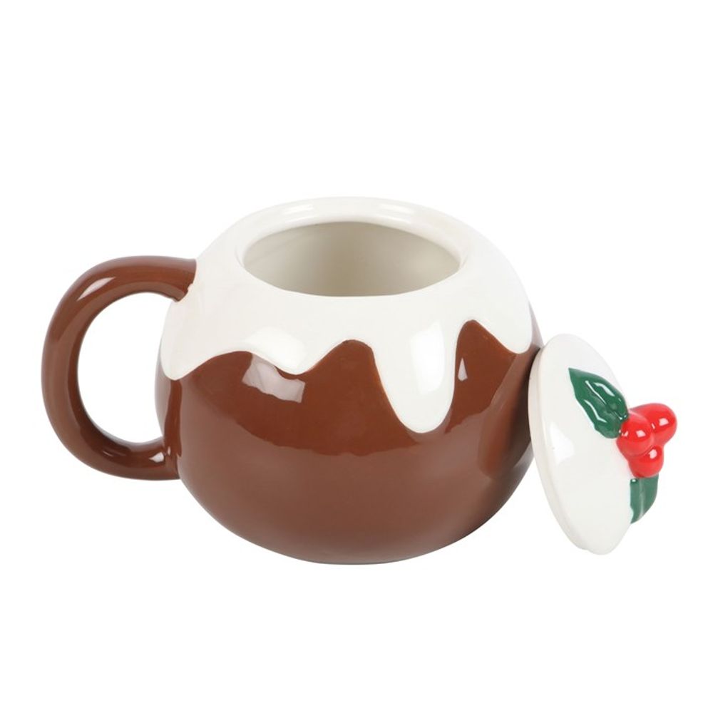 Christmas Pudding Ceramic Mug W/ Lid - 470ml