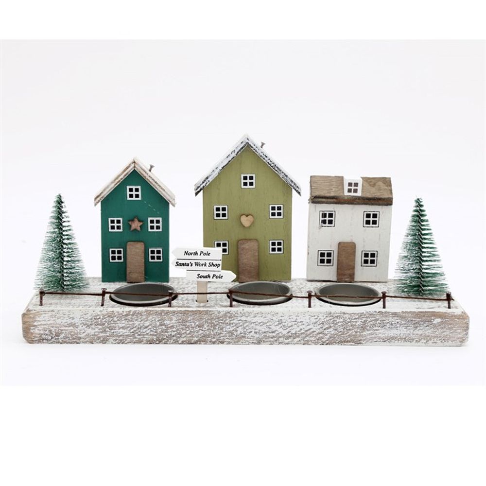 Christmas House Triple Tealight Holder - 30cm