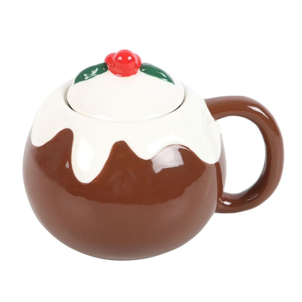 Christmas Pudding Ceramic Mug W/ Lid - 470ml