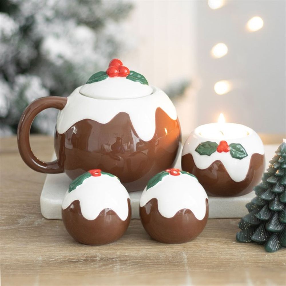 Christmas Pudding Ceramic Mug W/ Lid - 470ml