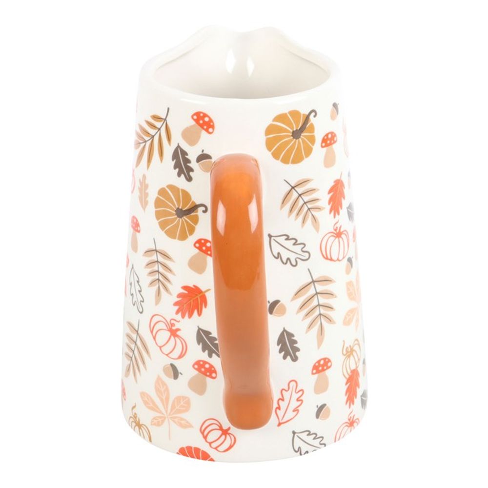 Autumn Leaves and Pumpkins Ceramic Flower Jug - 17cm