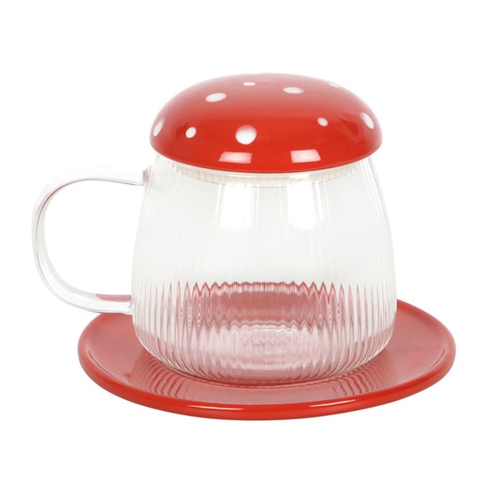 Glass Mushroom Mug and Saucer - 450ML