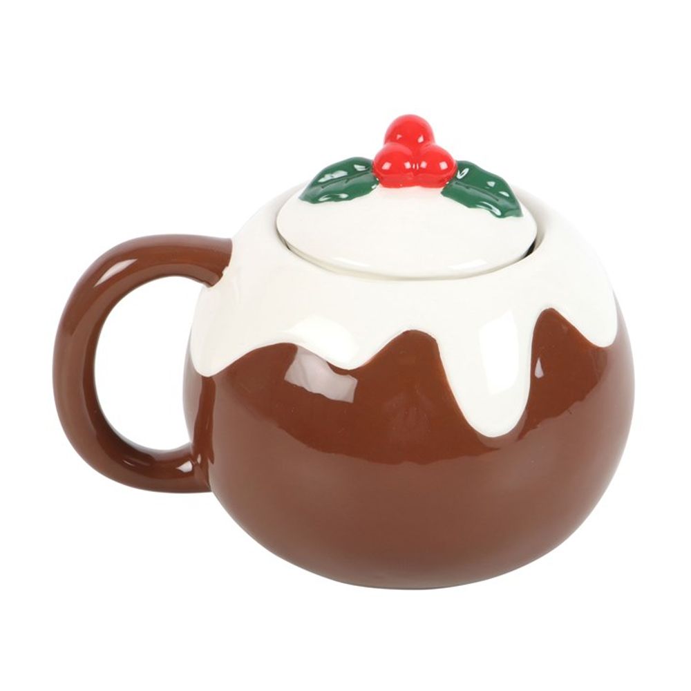 Christmas Pudding Ceramic Mug W/ Lid - 470ml