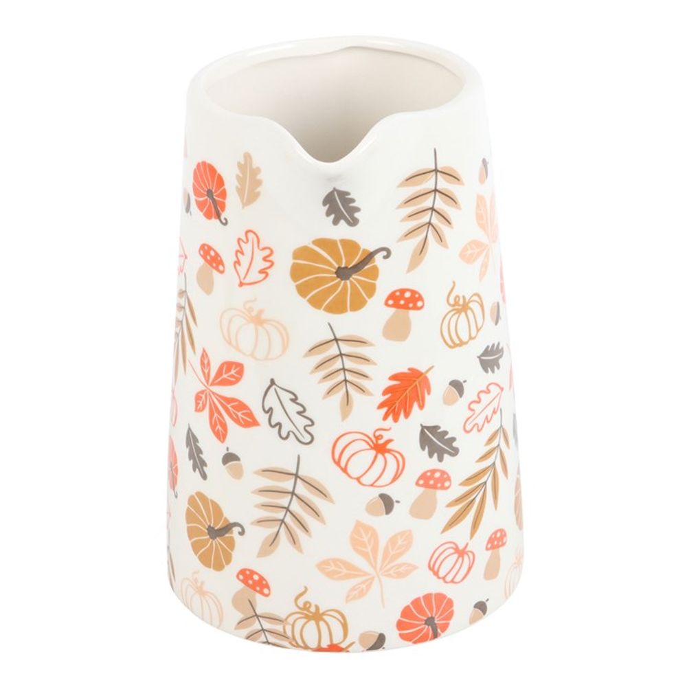 Autumn Leaves and Pumpkins Ceramic Flower Jug - 17cm