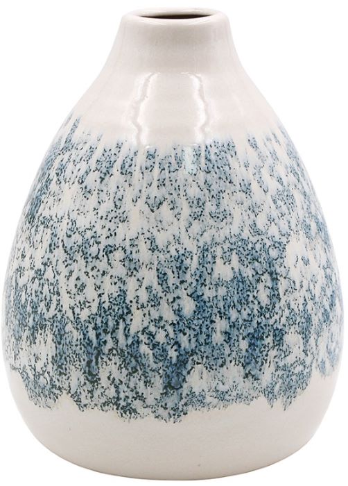 Ceramic Pottery Blue and White Aqua Posy Vase - 16cm