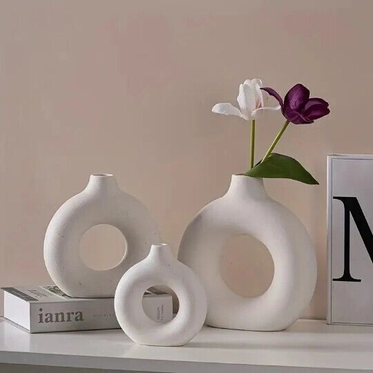 White Scandi Donut Vase Set of 3
