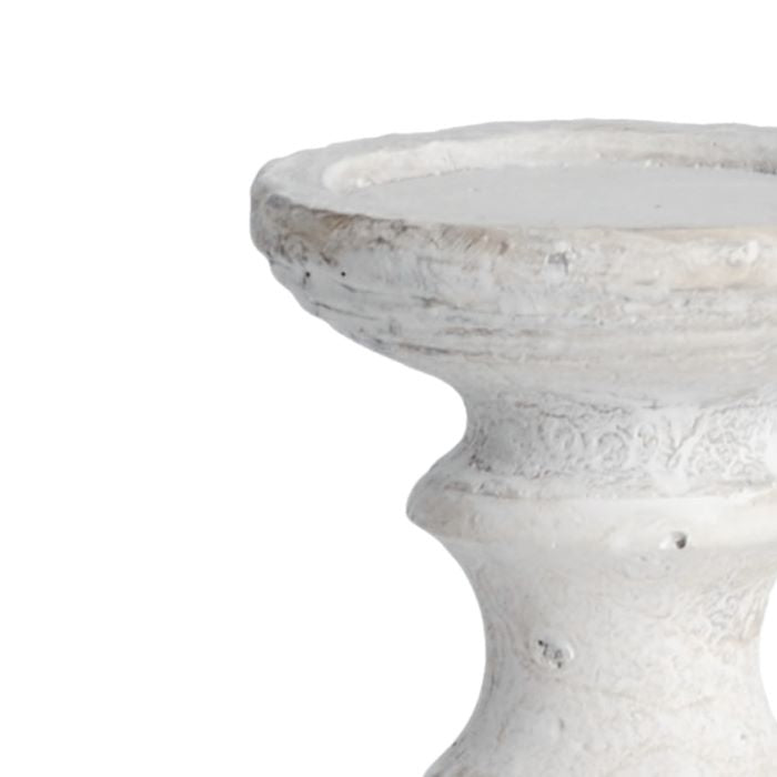 White Stone Pillar Candle Holder - 30cm